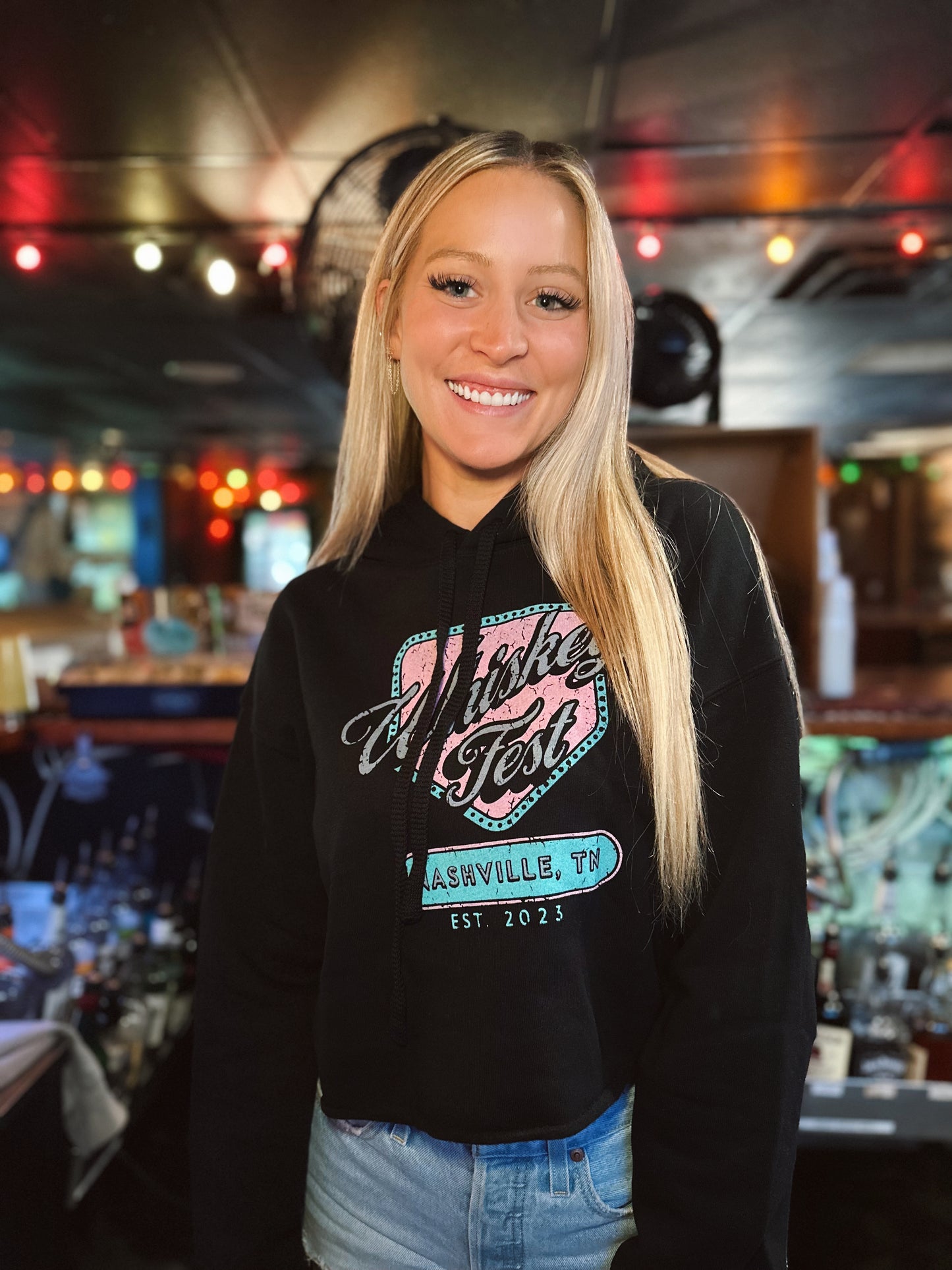 Whiskey Fest Black Crop Hoodie